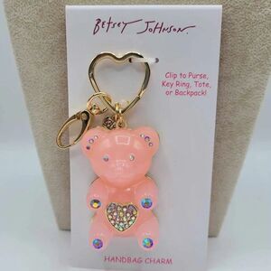 Betsey Johnson Pink Bear Key Ring Handbag Charm NWT!  NEW!